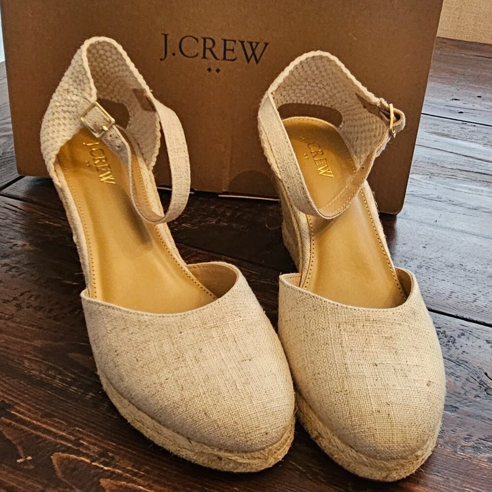 J Crew Gold Wedges Espadrille